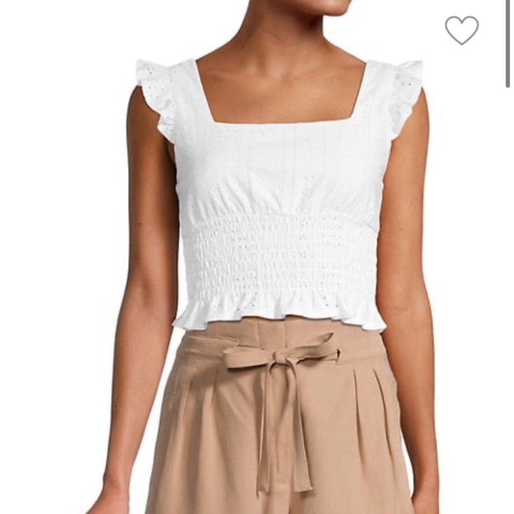 bcbgeneration eyelet white crop top small